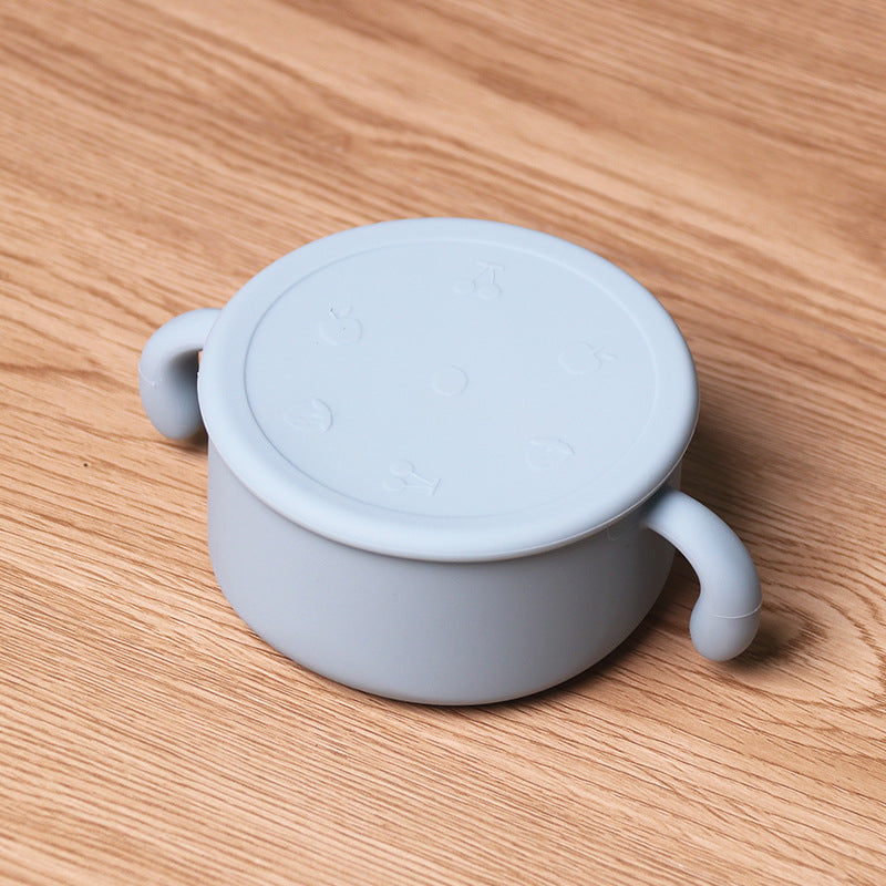 Children's Silicone Snack Bowl with Dustproof Lid and Handles for Kids