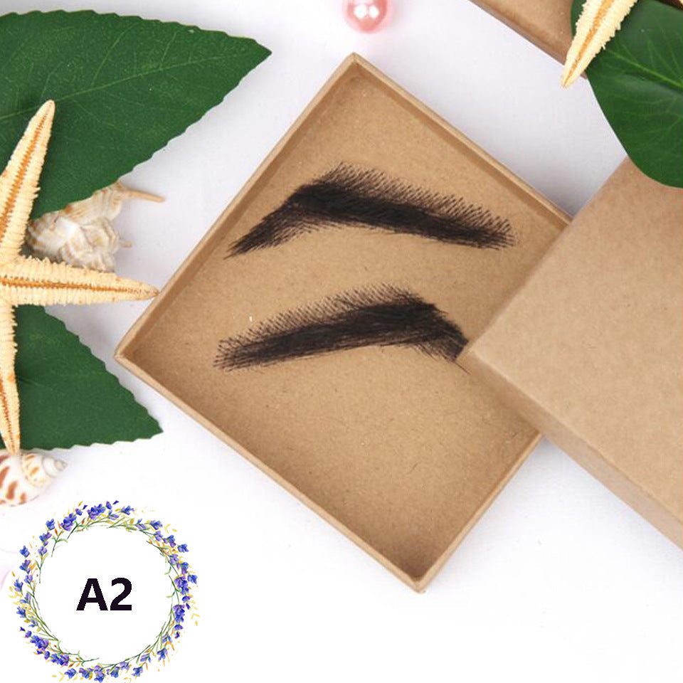 Real Human Hair False Eyebrows Set - Hand-Knotted Lace Wig for Makeup
