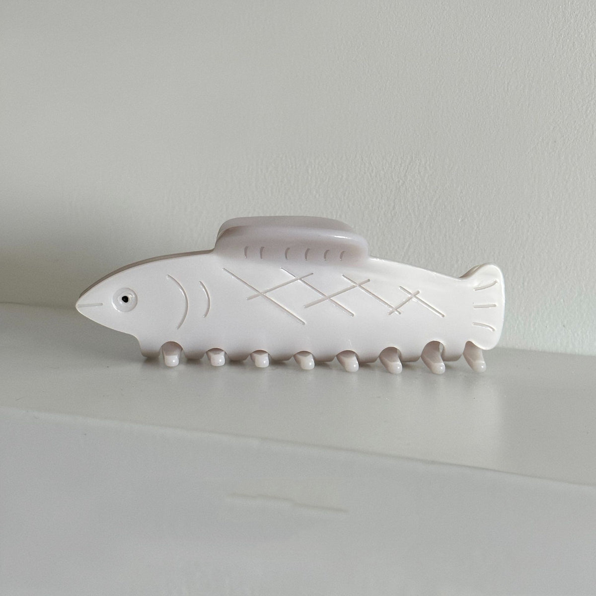 Silver White Tropical Fish Barrette Hair Clip
