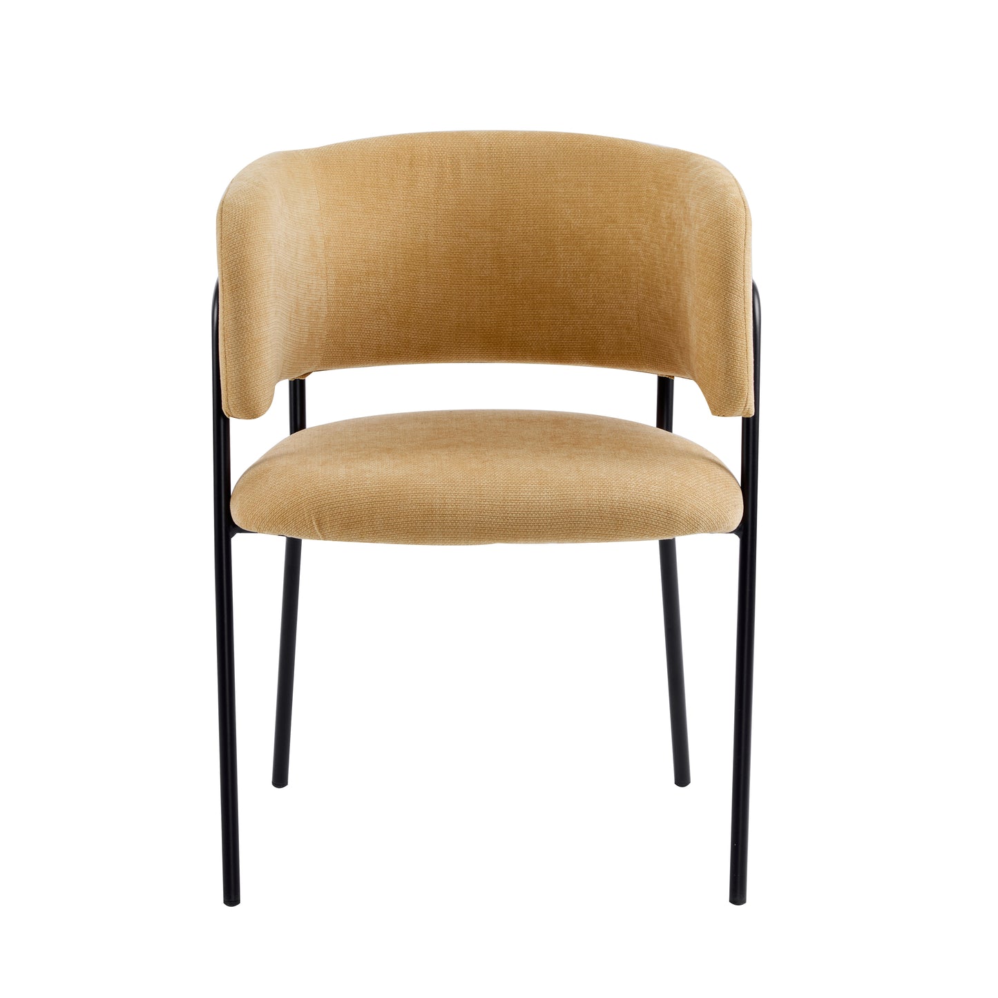 Modern Upholstered Arm Dining Chair Set Of 2-Yellow
