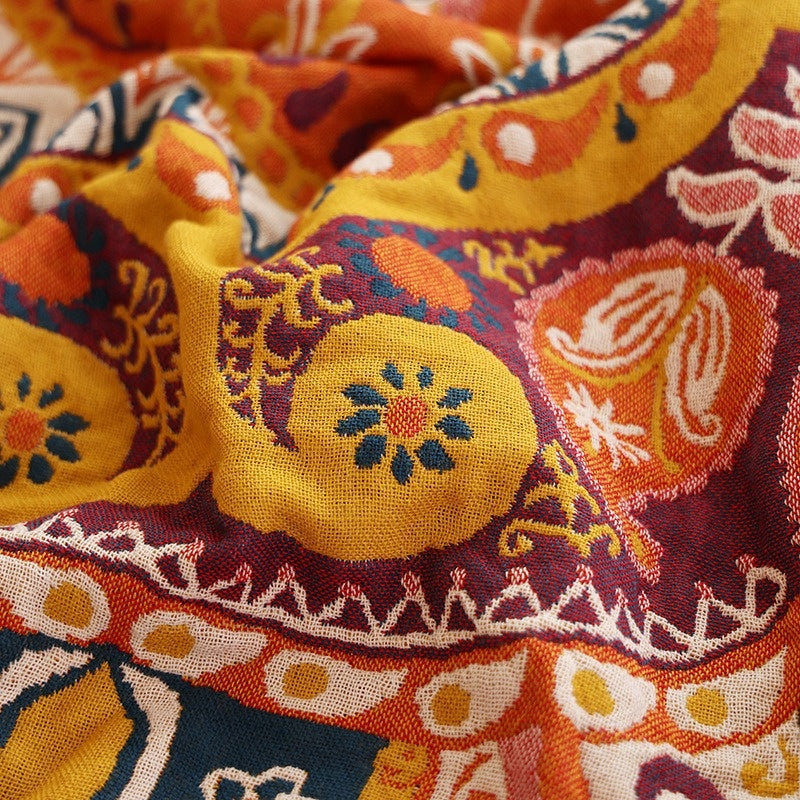 Cross-border Five-layer Gauze Cotton Thangka Bedding Set - Geometric Pattern