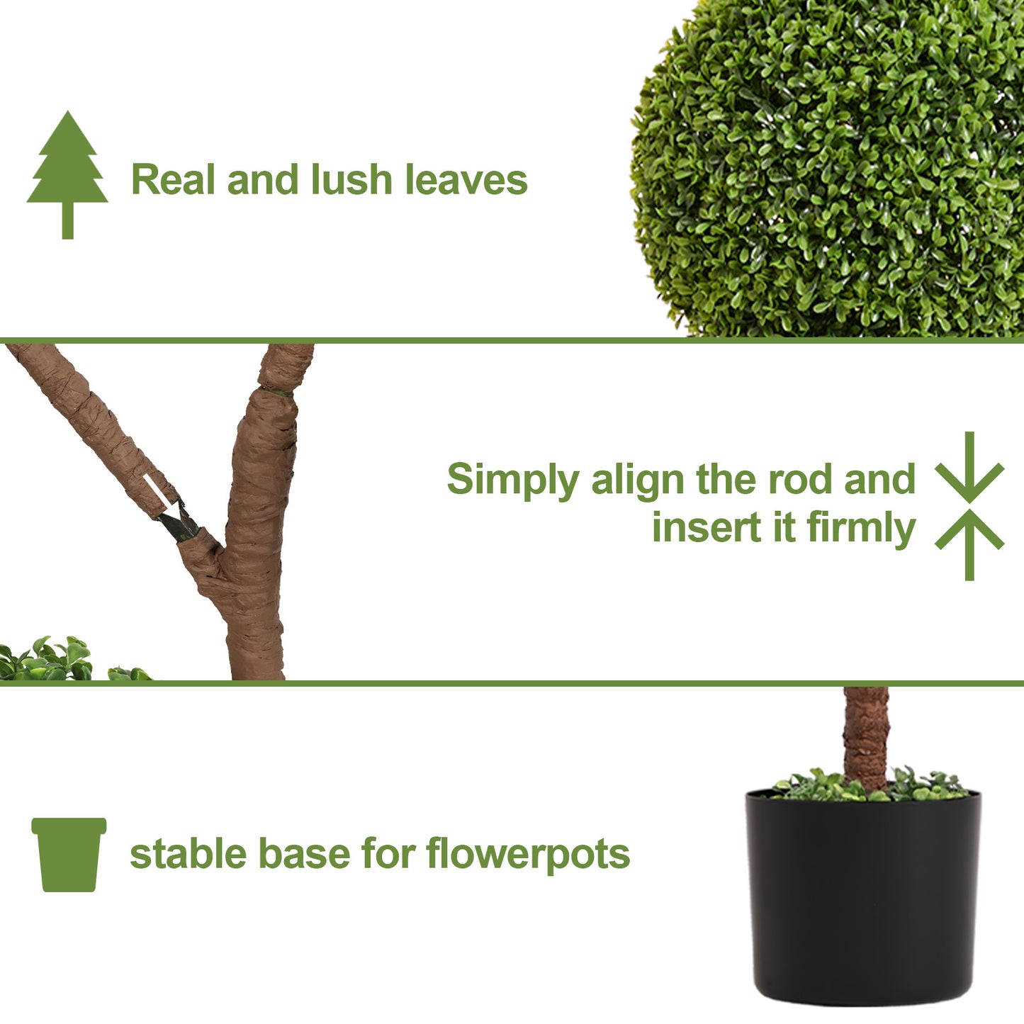 5FT Artificial Boxwood Topiary Tree - Triple Ball Shaped Faux Plant