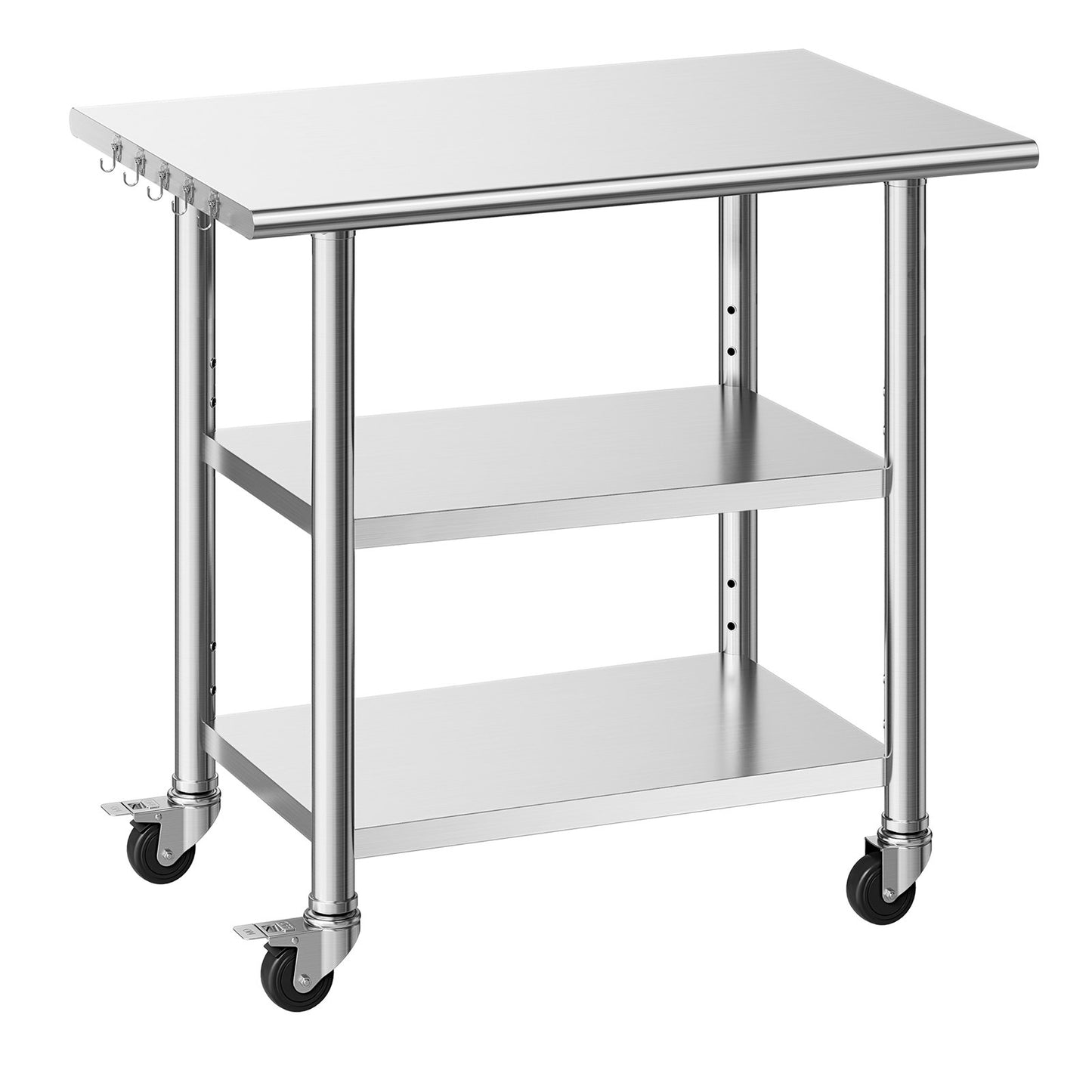 Stainless Steel Work Table 24x36 Inch Food Prep Station with Shelves & Wheels