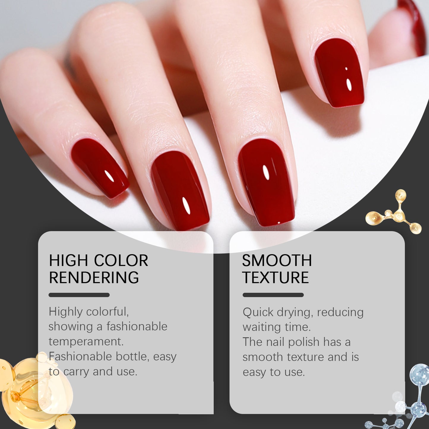 Red Jelly Nail Polish - Long-Lasting Quick-Dry Vitamin Enriched Formula
