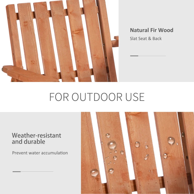 Wooden Patio Bench with Middle Table & Umbrella Hole - Orange