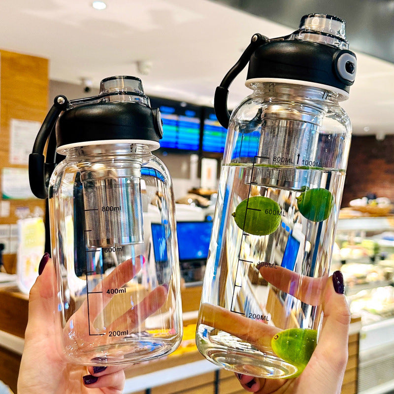 Extra-Large Glass Cup with Tea-Water Separation | Multi-Size & Color