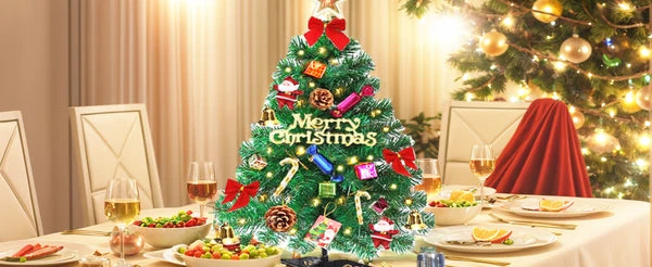 Mini Christmas Tree with LED Lights - 24" Artificial Decoration