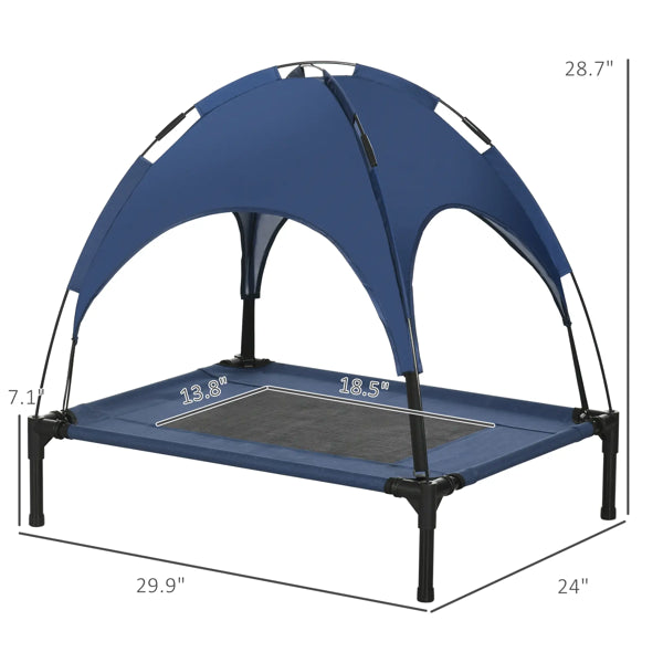 Cooling Dog Bed Cot - Elevated Pet Bed with Canopy & Travel Bag