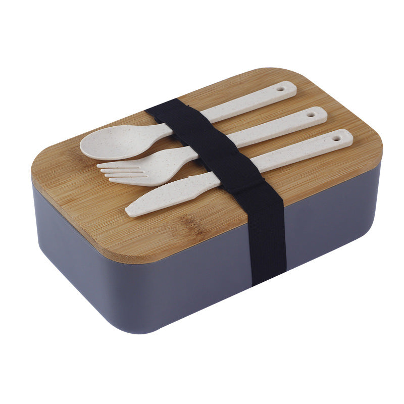Japanese Lunch Box Set with Sealed Crisper and Cutlery - Gray or Beige