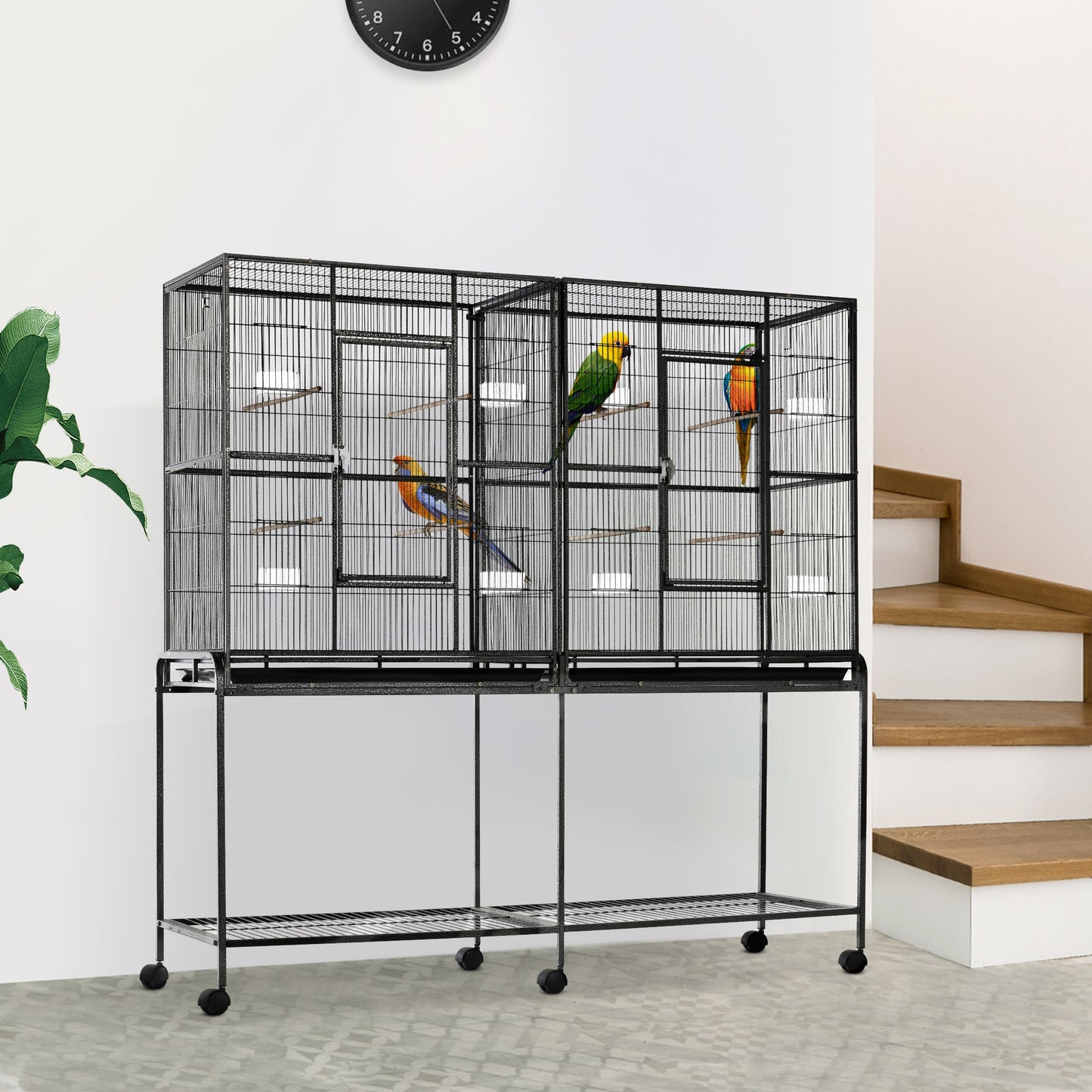 Rolling Bird Cage with Storage Shelf - 65 Inch Small Animal Enclosure
