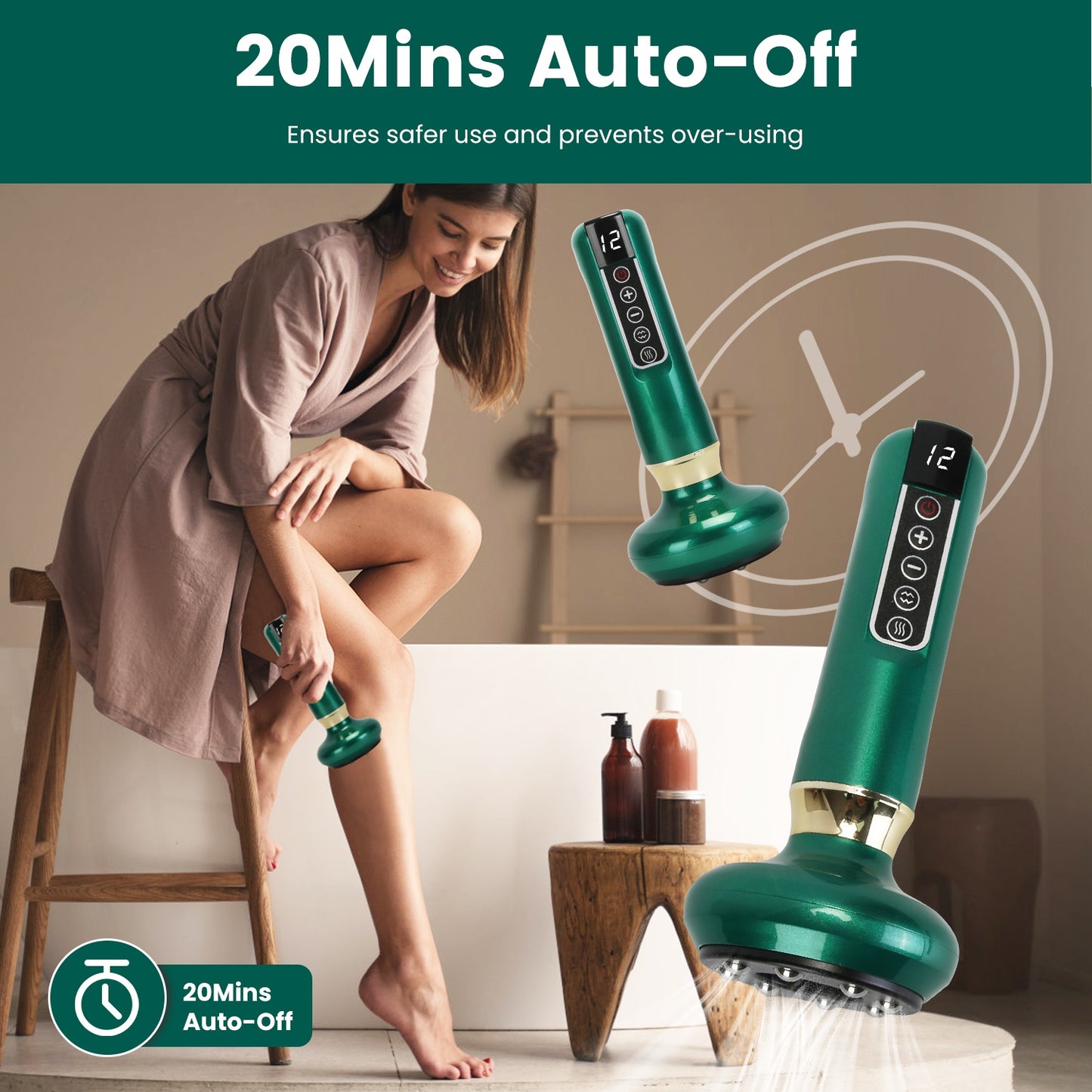 Cordless Anti-Cellulite Vacuum Massager with 12-Level Suction & Heat Therapy