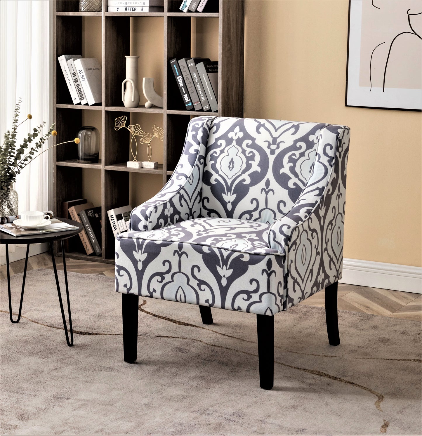 Versatile Upholstered Side Chair, Solid Wood Frame With Recessed