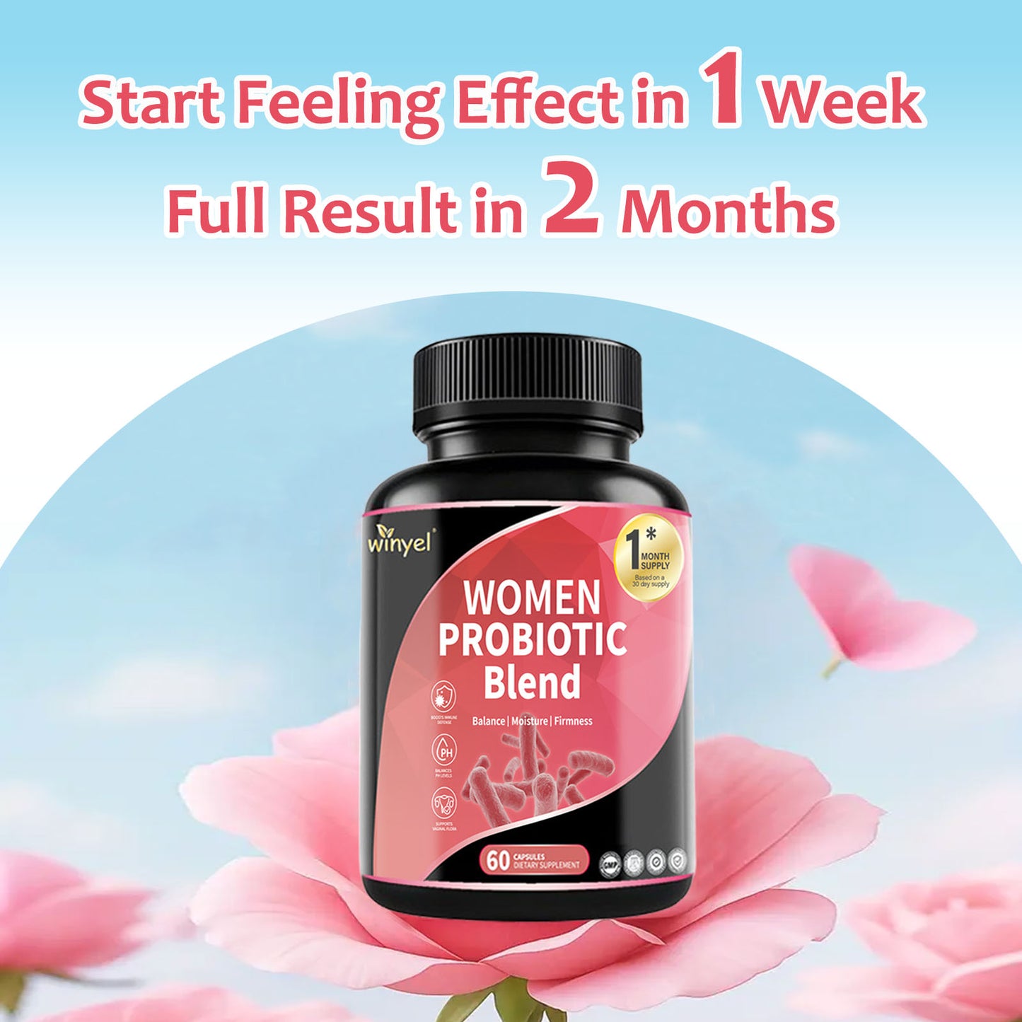 Women's Probiotic Supplement with Prebiotics for PH Balance - 60 Count