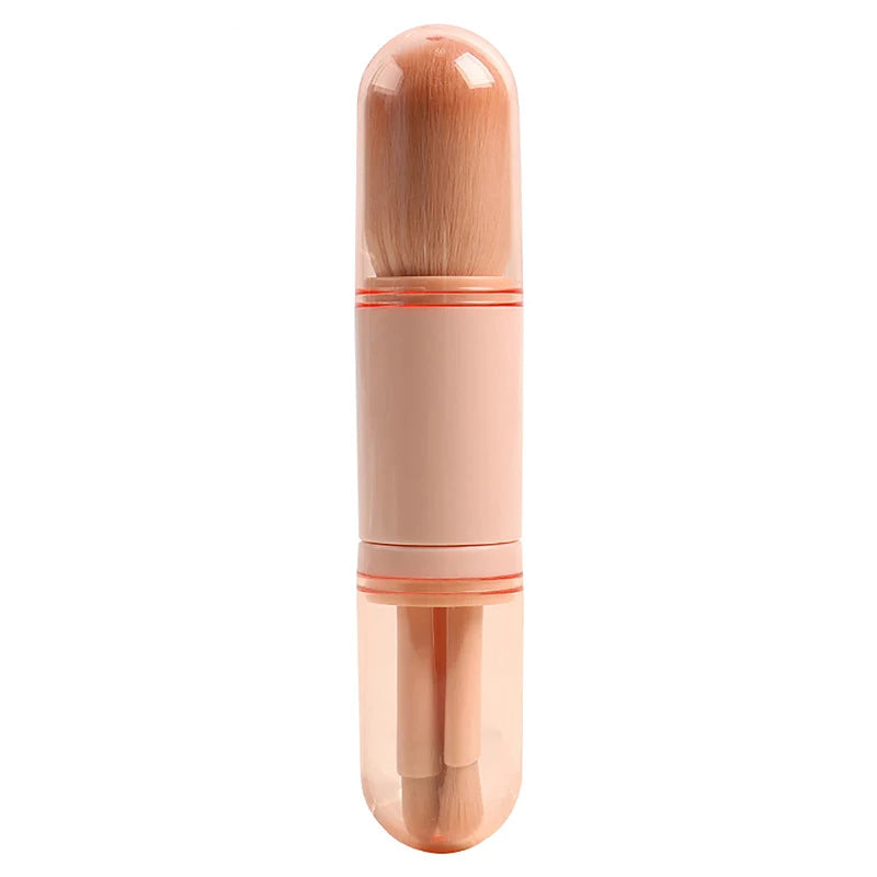 4-in-1 Portable Makeup Brush Set - Travel-Friendly Synthetic Face Brushes