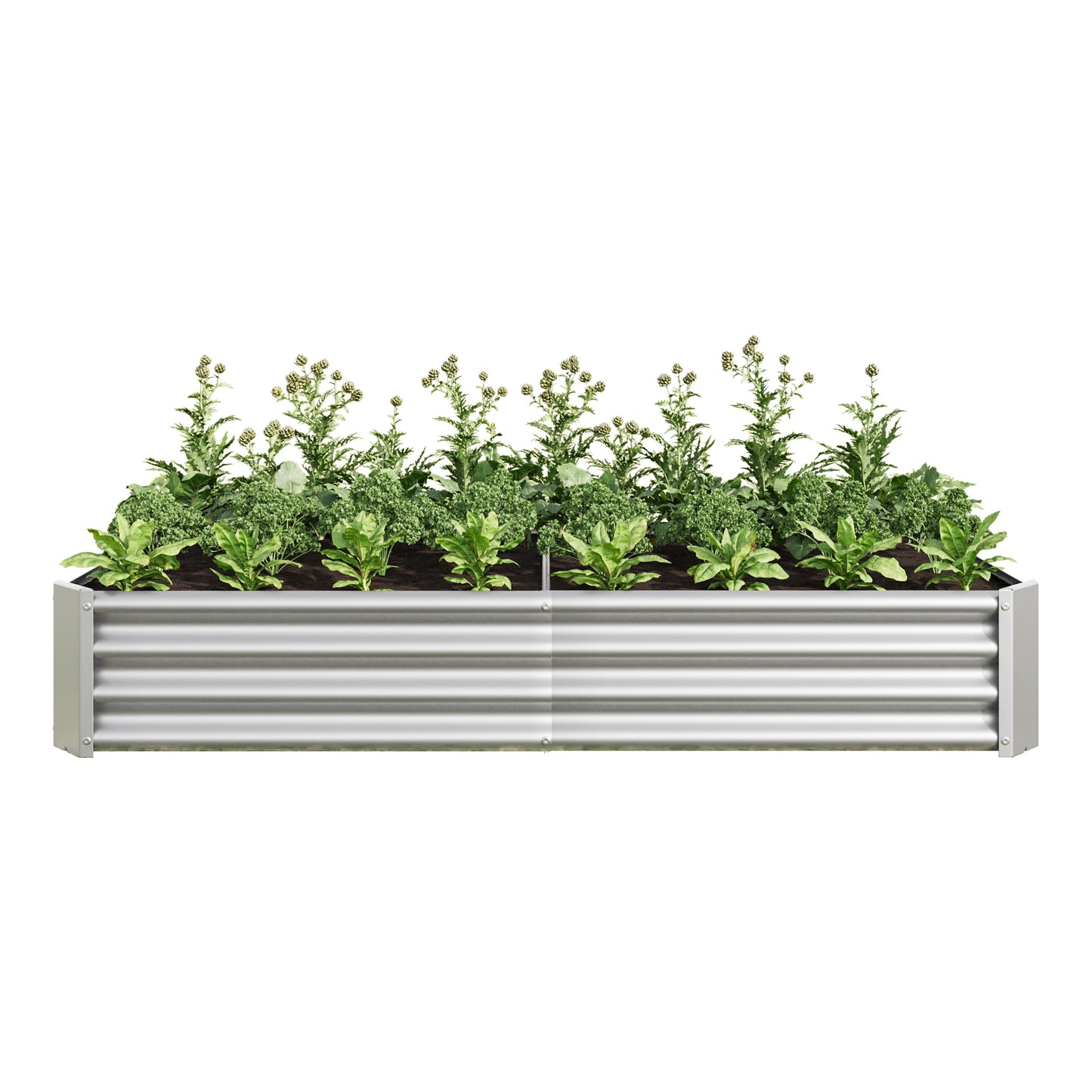 2PCS Metal Raised Garden Planter Beds 6' x 3' x 1' - Silver