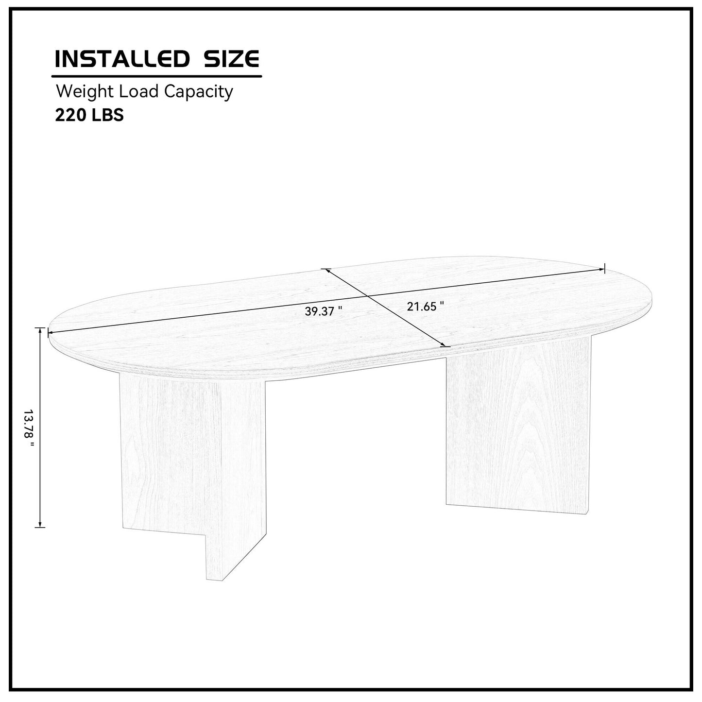 Modern Walnut Coffee Table - 39.37 Inch Oval MDF Design