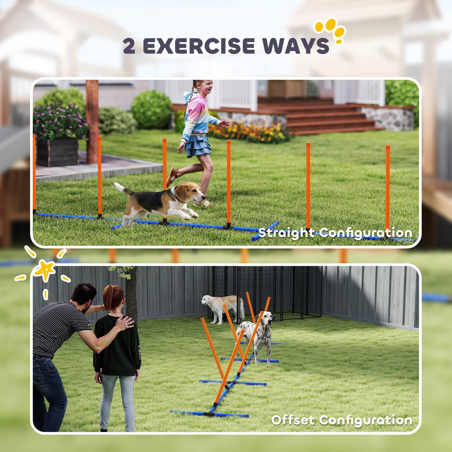 Dog Agility Training Poles - Adjustable, Portable Course Equipment with Carry Bag
