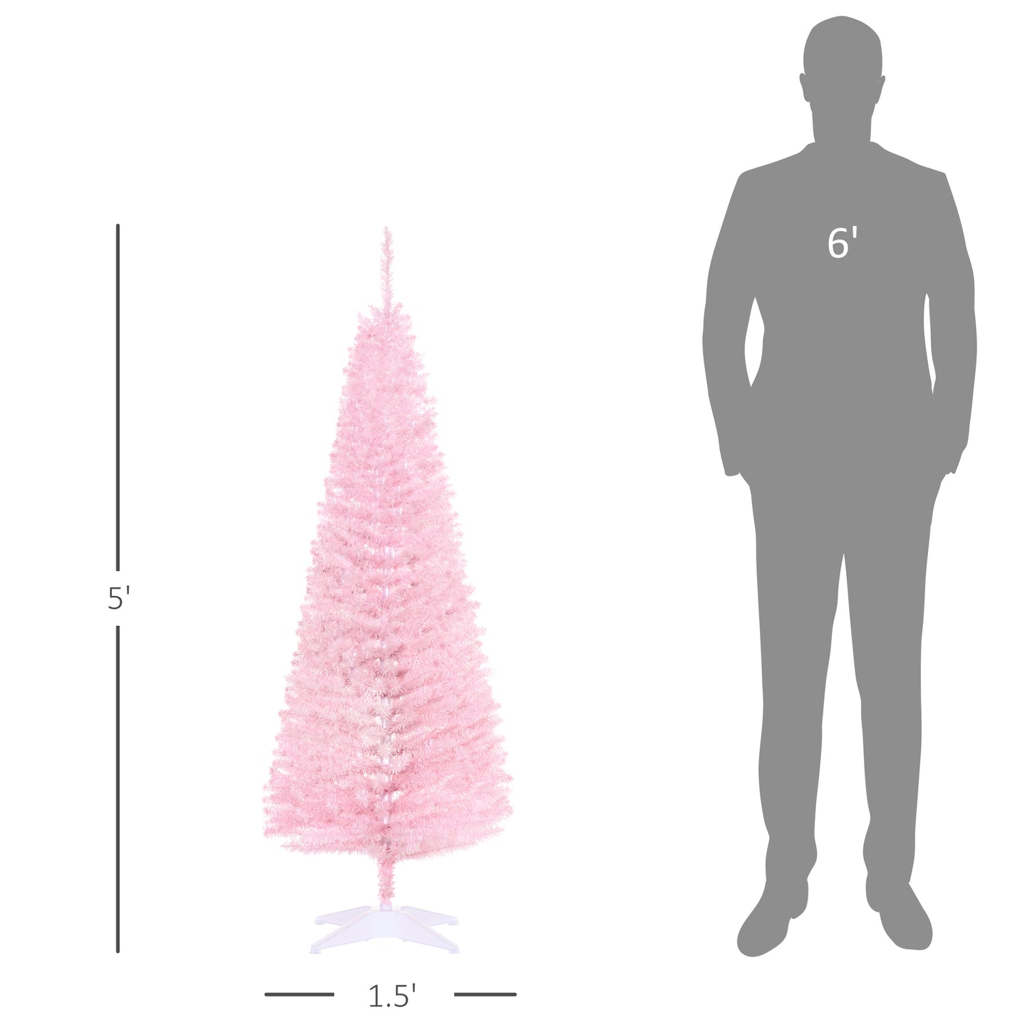 5ft Slim Pink Artificial Christmas Tree with 294 Branch Tips