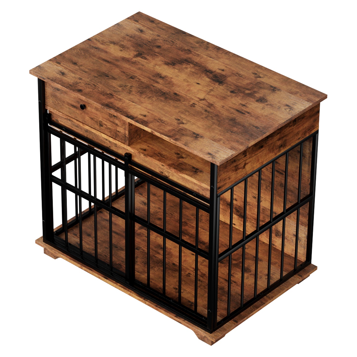 Wooden Dog Crate Furniture with Tray for Medium Large Dogs - Walnut Black
