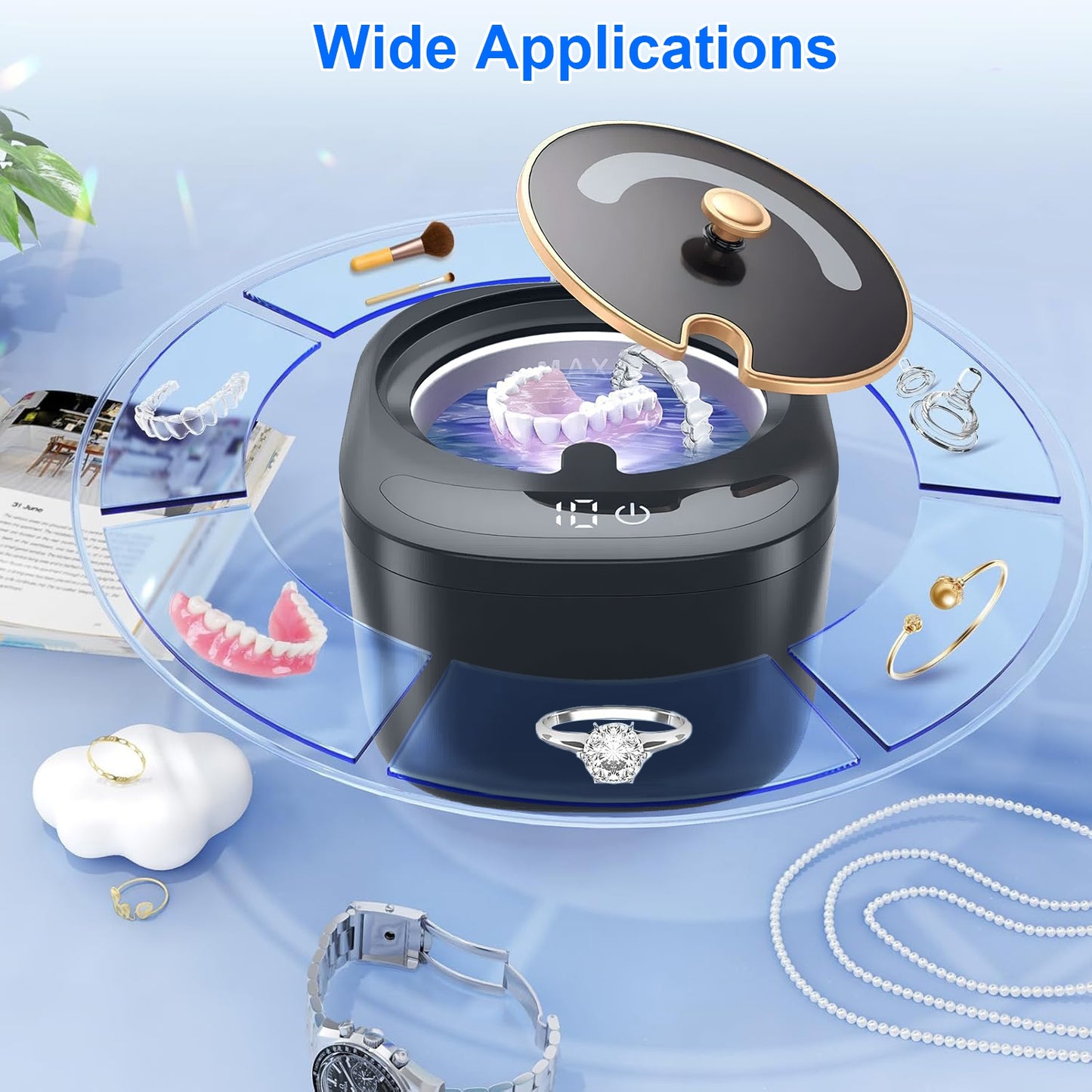 Ultrasonic Retainer Cleaner with UV Light 45kHz, 230ML Capacity, 3 Modes