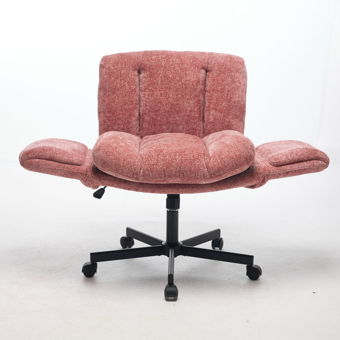 Chenille Swivel Office Chair - Adjustable Height & Armrests, Blush Pink