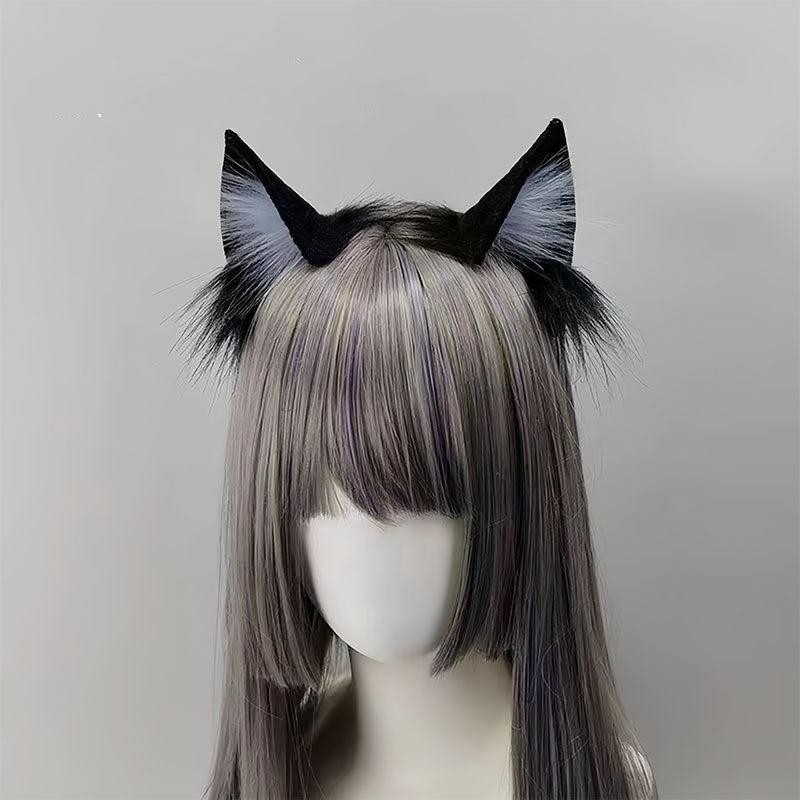 Black Cat Ears Plush Headband