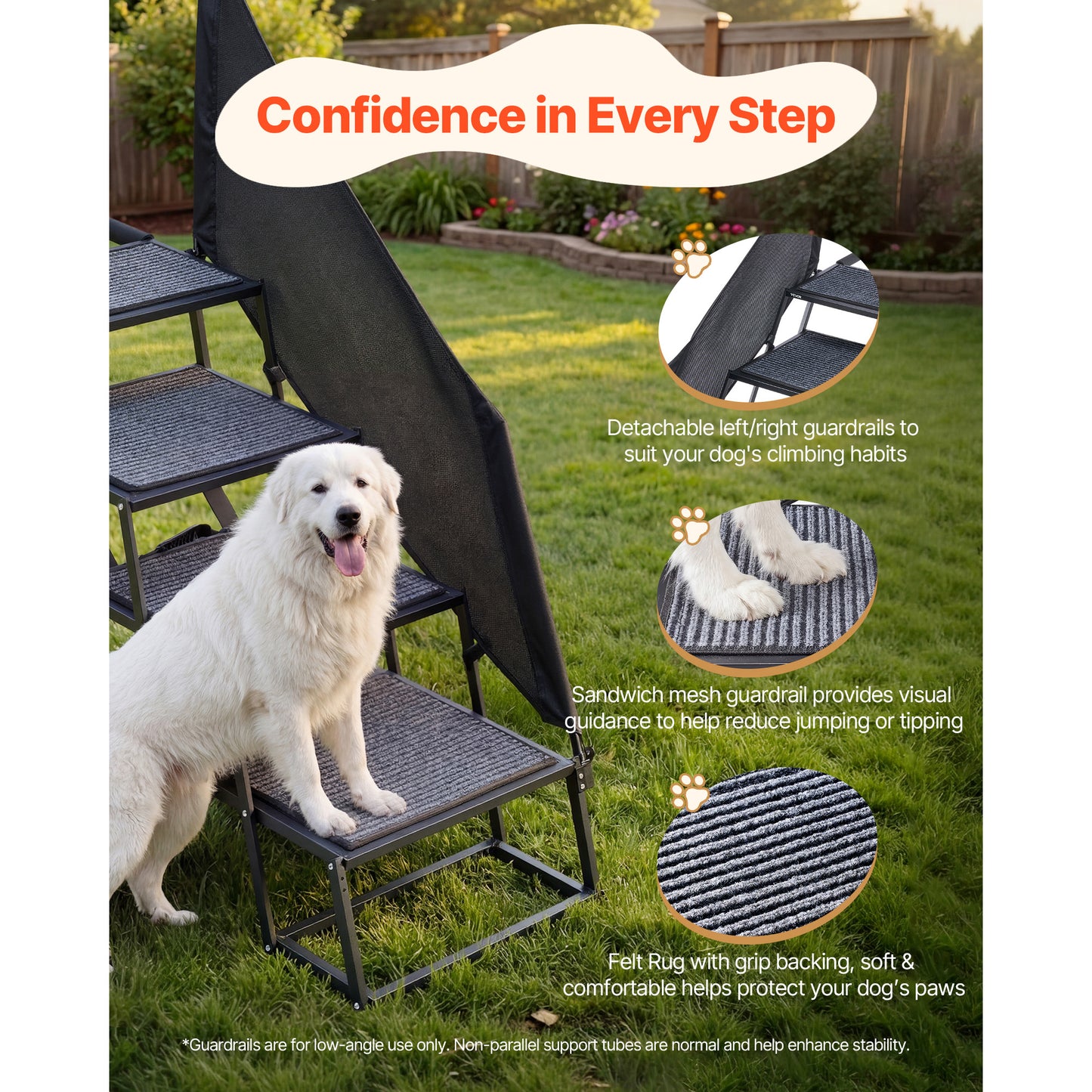 Foldable Dog Stairs for Car & High Beds - 4 Steps Non-Slip Pet Ladder for Large Dogs