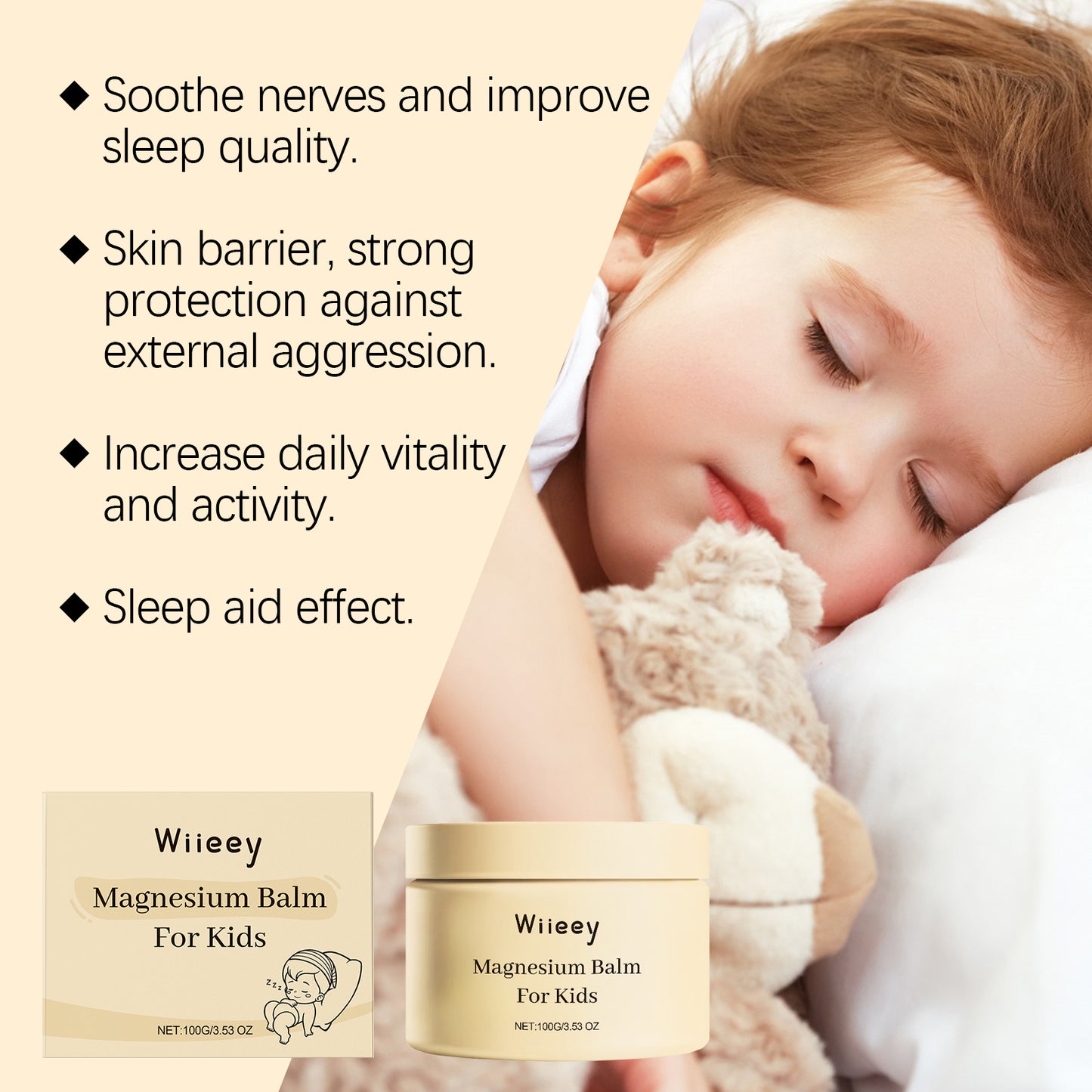 Magnesium Bedtime Soothing Cream for Kids - Calming Lavender Sleep Support