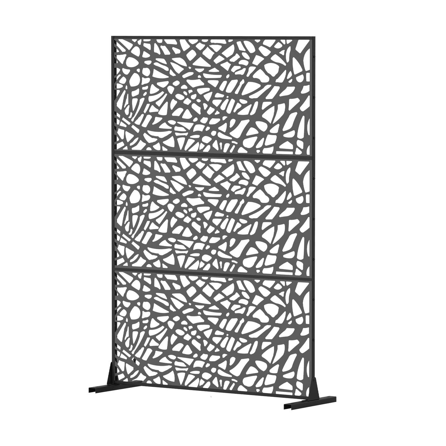 Freestanding Metal Privacy Screen - Black Room Divider for Indoor & Outdoor
