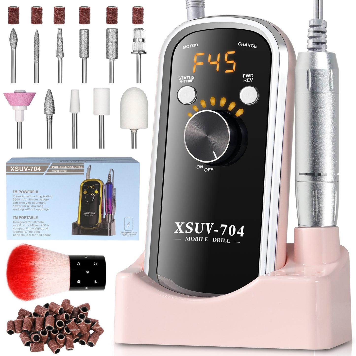 Professional Rechargeable Electric Nail Drill, 40000 RPM Portable Nail File