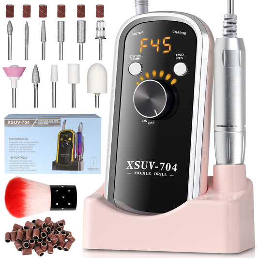 Professional Rechargeable Electric Nail Drill, 40000 RPM Portable Nail File