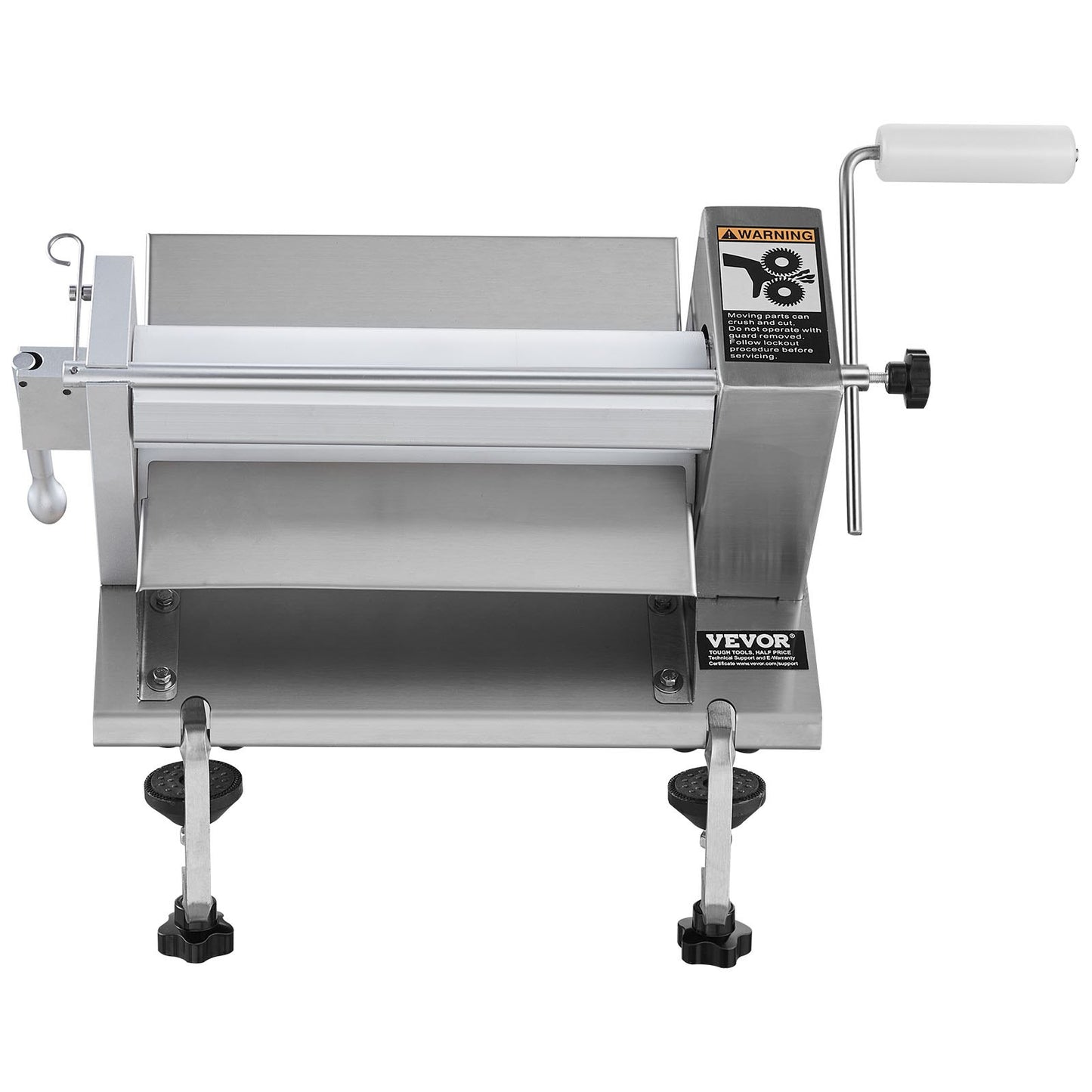 Manual Dough Sheeter Machine for Pastry and Pasta - Adjustable Thickness, Silver