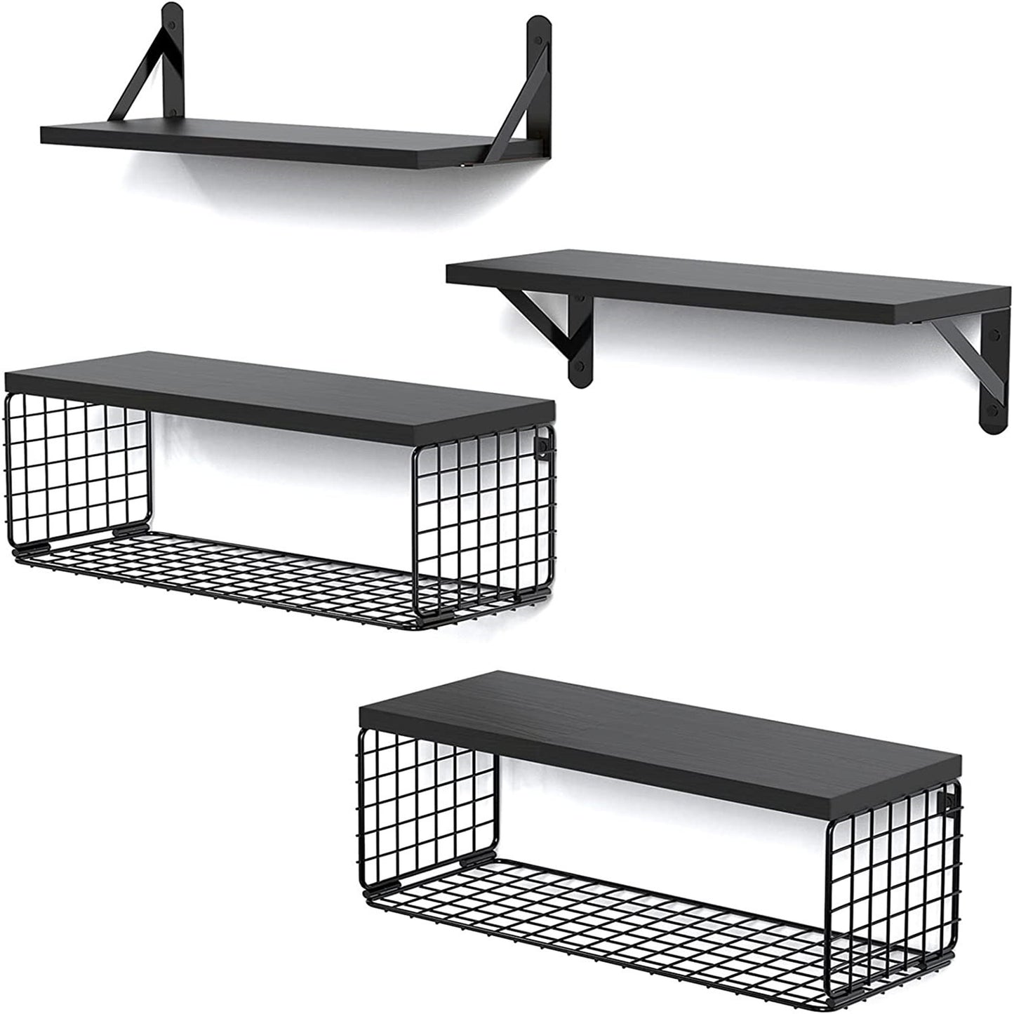 Wooden Shelf for Kitchen & Living Room Storage - 4-Tier Wall Rack
