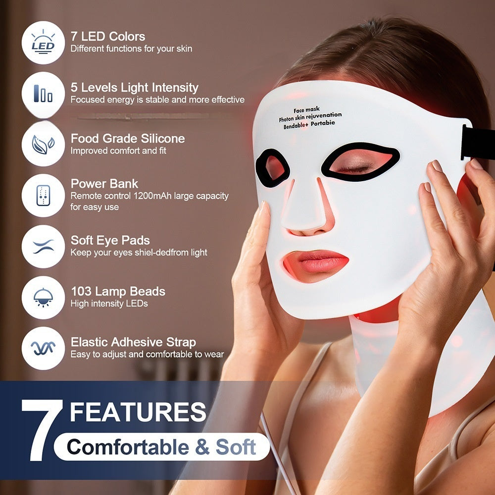 Rechargeable LED Photon Facial Mask for Skin Rejuvenation - Black & White