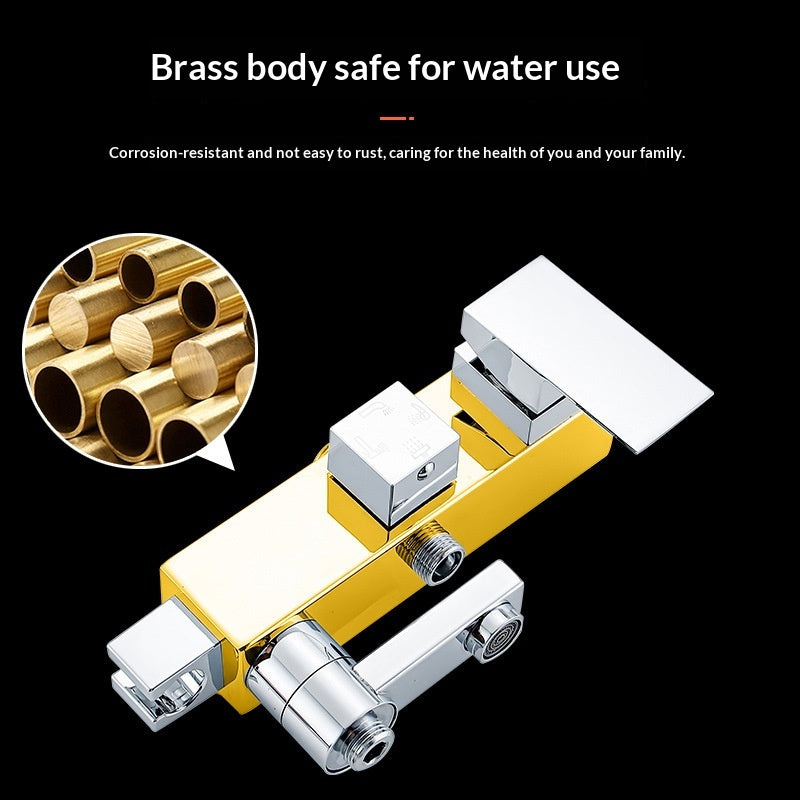 All-Copper Pressurized Shower Set with Four Functions - Chrome Finish