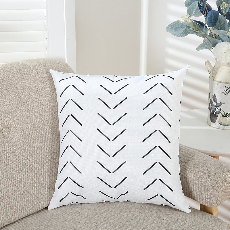 Office Sofa Geometric Line Print Pillowcase 45x45cm Modern Decor