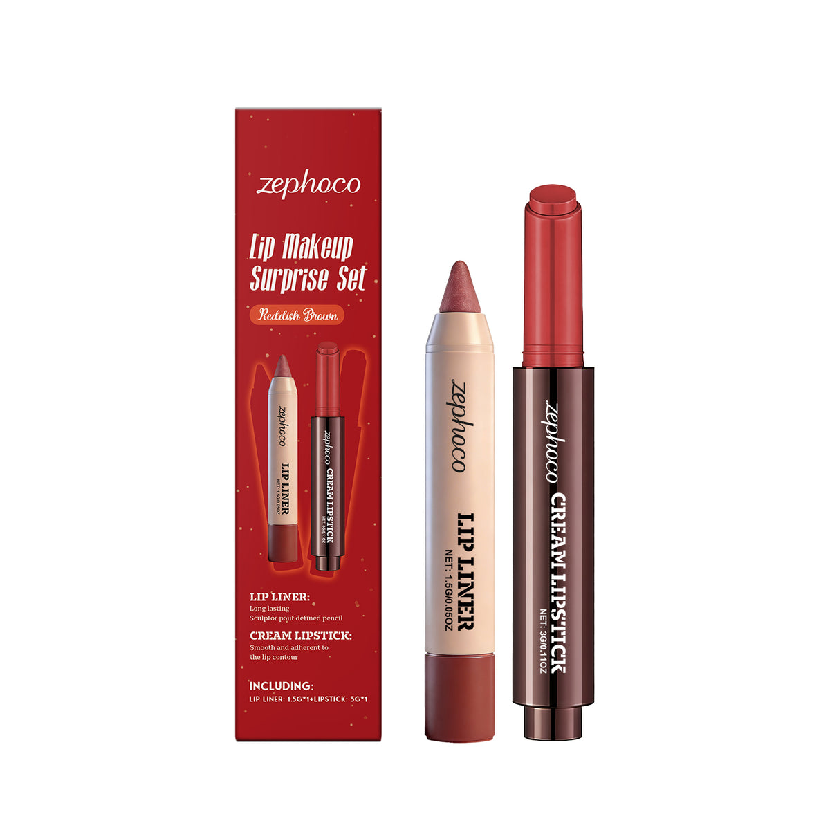 Lip Makeup Set with Lip Liner and Lipstick - Assorted Colors