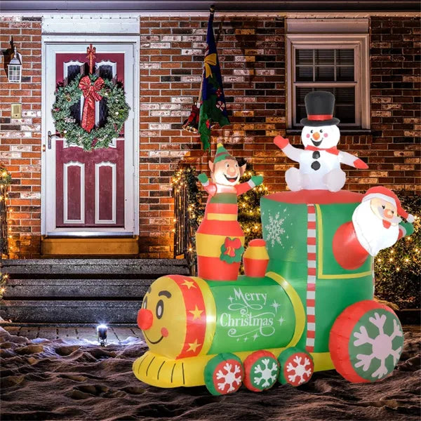 Inflatable Christmas Train Decoration with LED Lights