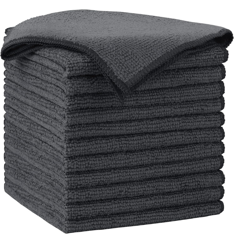 Microfiber Cleaning Cloth Set - Absorbent, Streak-Free Car & Household Towels - Grey