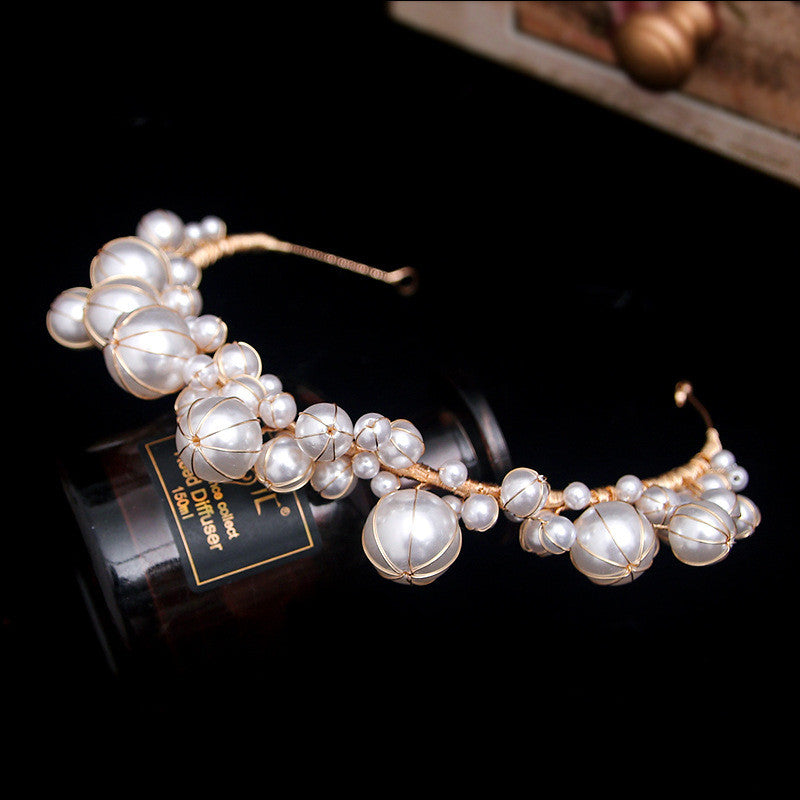 Pearl Hairband Bridal Veil Headpiece for Wedding & Formal Dresses