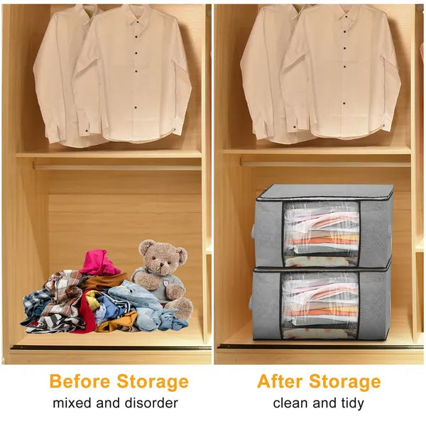 2Pcs Clothes Storage Bag 90L Large Capacity Foldable Closet Organizer
