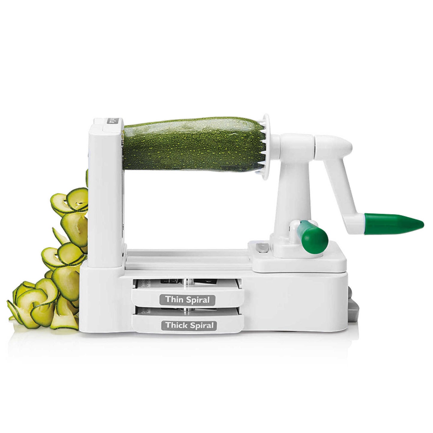 Multifunctional Spiral Vegetable Cutter with Hand Crank - White, 26x20x13cm