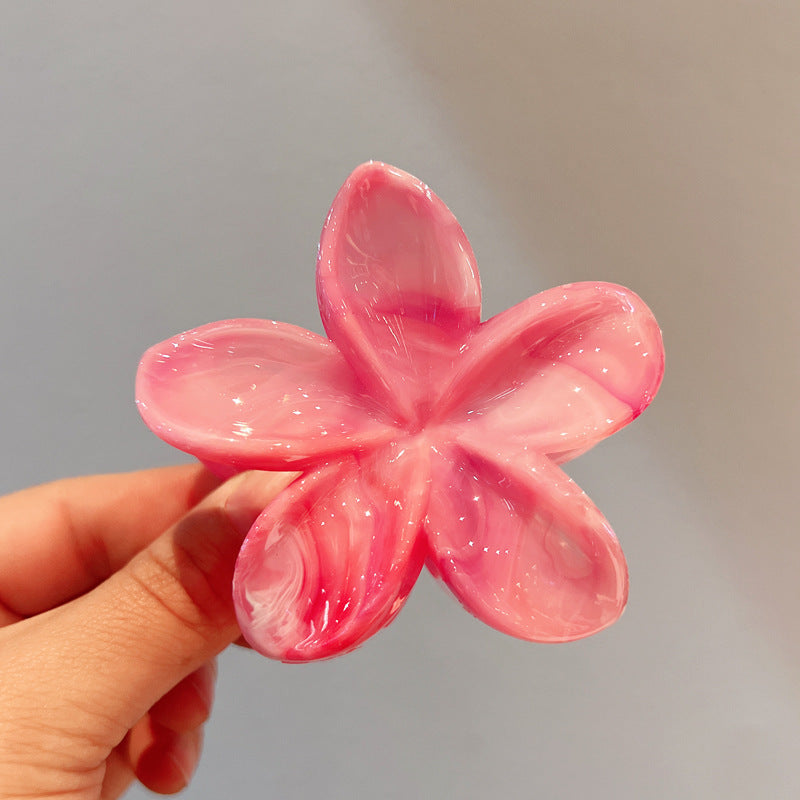 8cm Hair Barrette with Marble Blooming Pattern for Women - Multiple Colors
