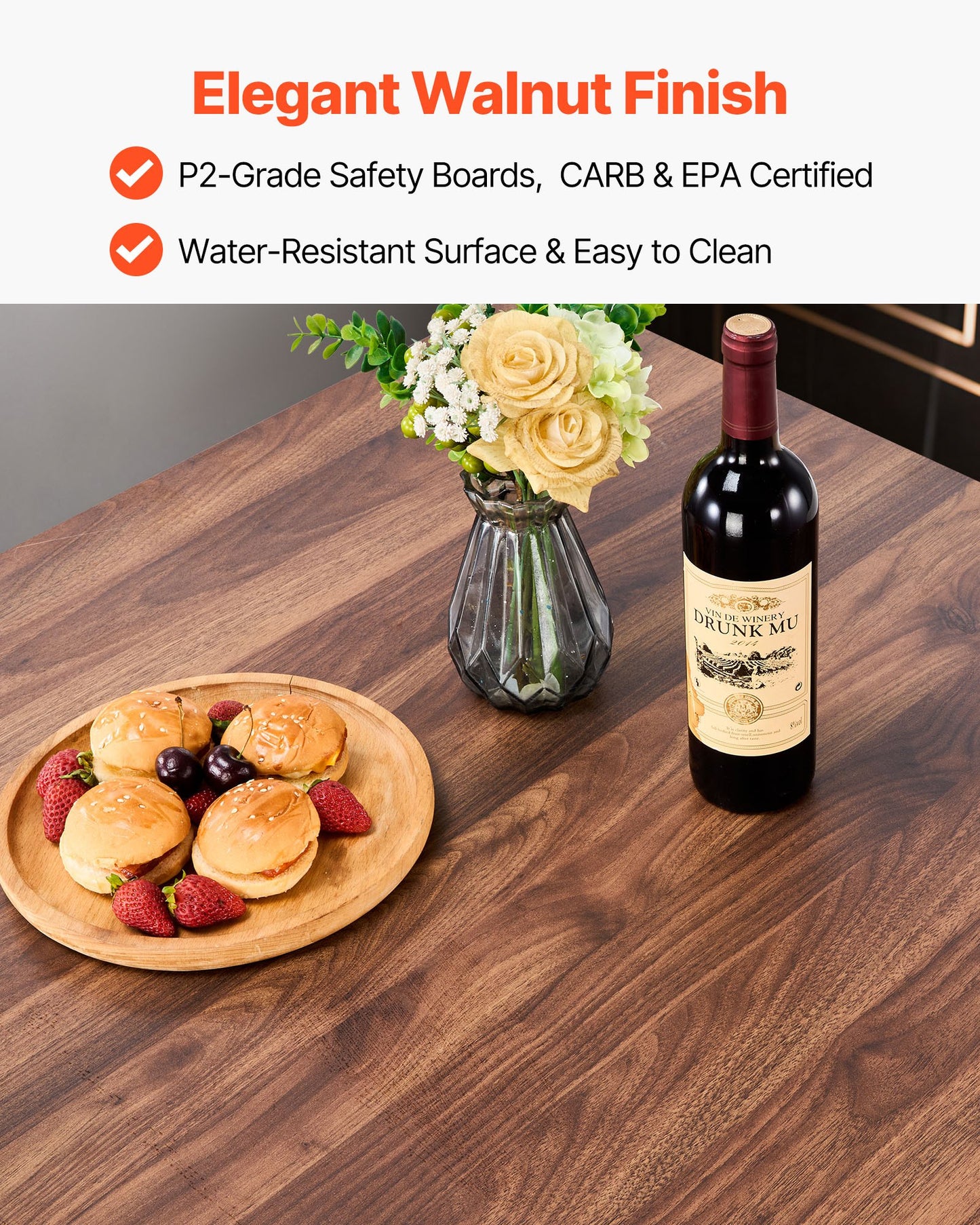 5-Piece Bar Table and Chair Set - 35-Inch Pub Dining Set with Rounded Edges, Walnut & Black Finish