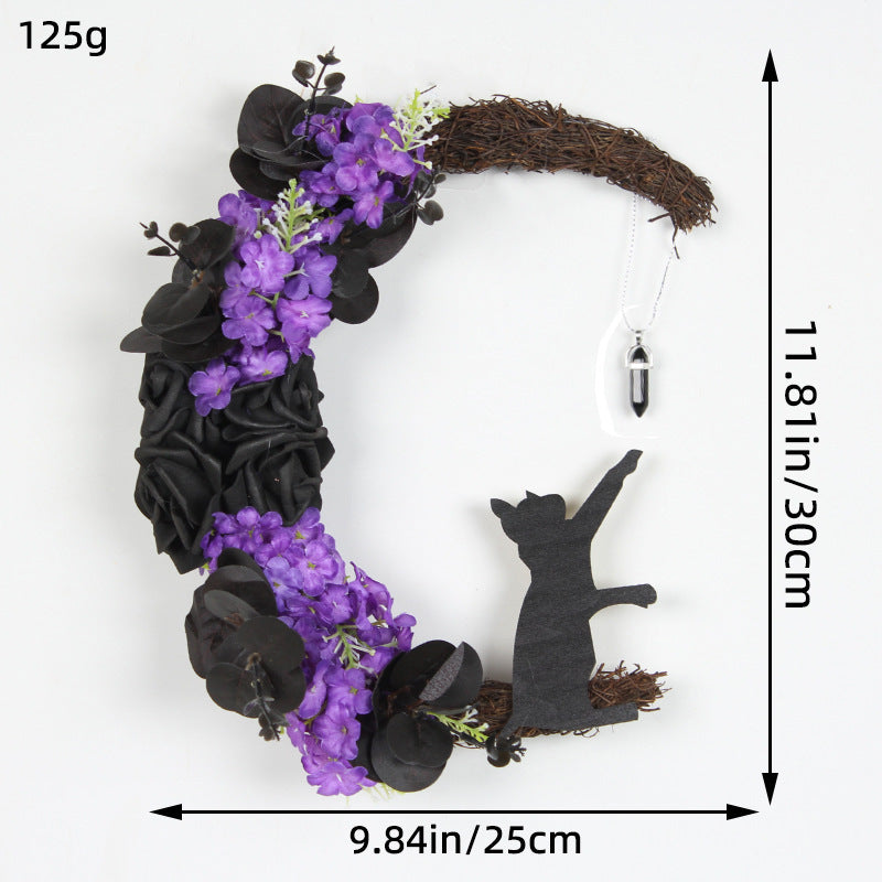 Moon Cat Garland Door Pendant - Flowers