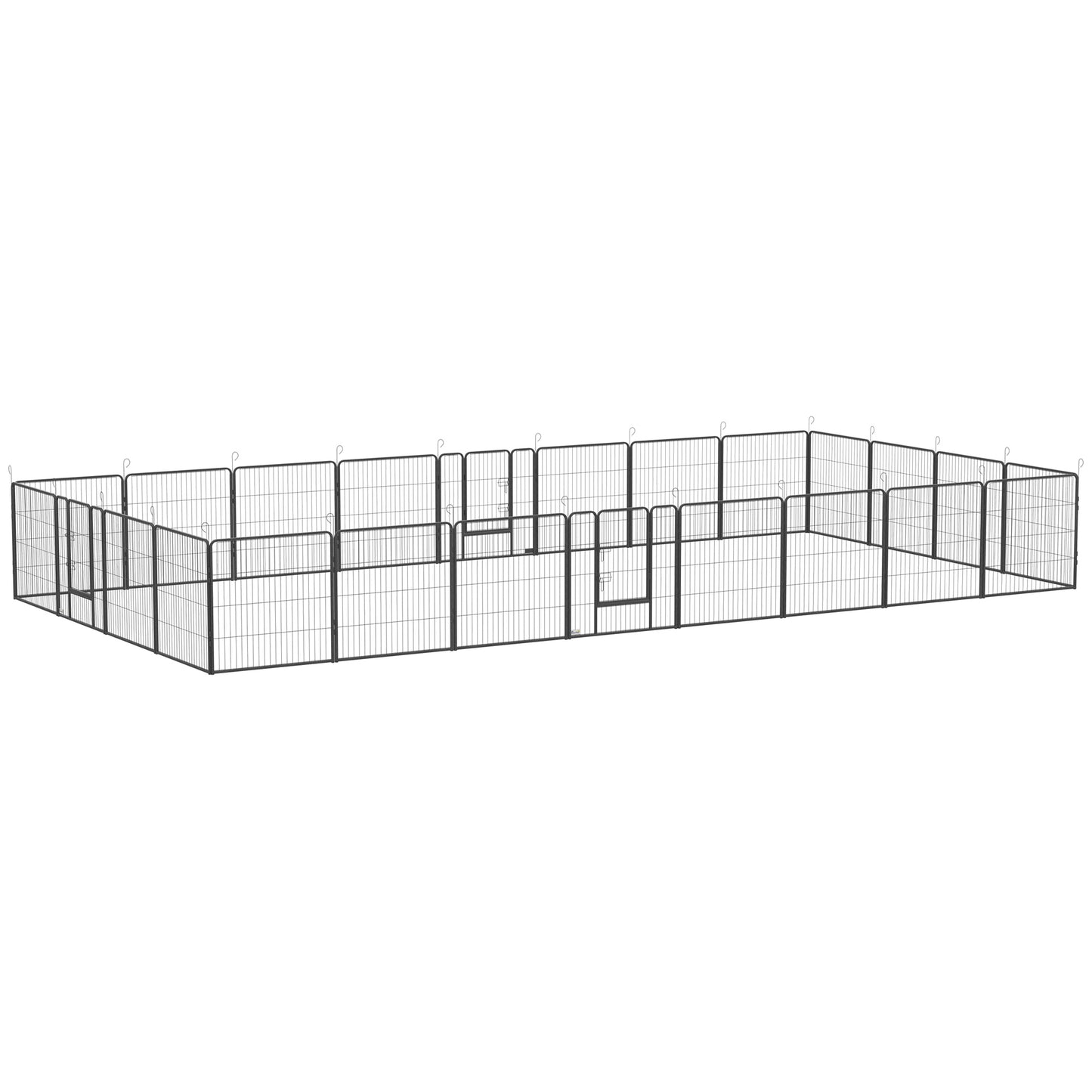 24-Panel Dog Playpen with Lockable Doors for Small and Medium Dogs - Gray, 15.7 x 15.7 x 2.6 ft