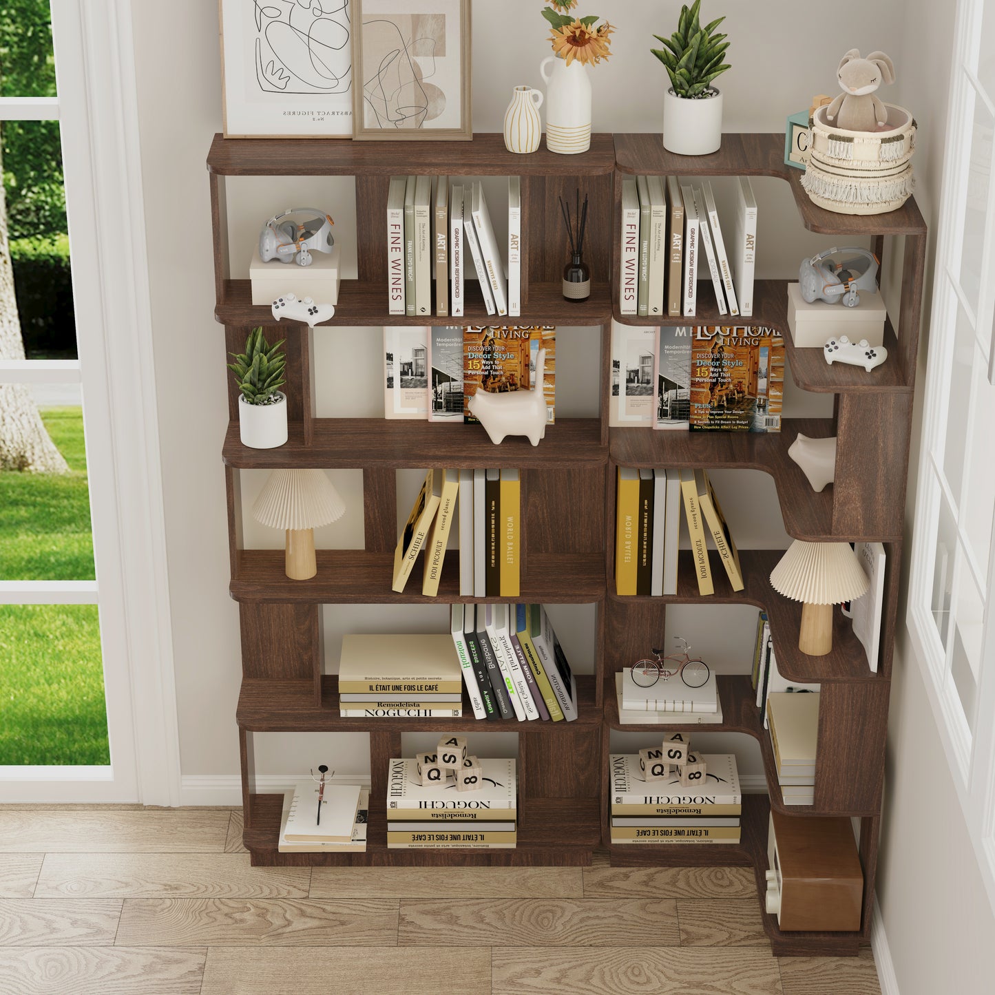 Set Of 2 Free Combination Bookcase Space Saving Corner Bookshelf 55cm