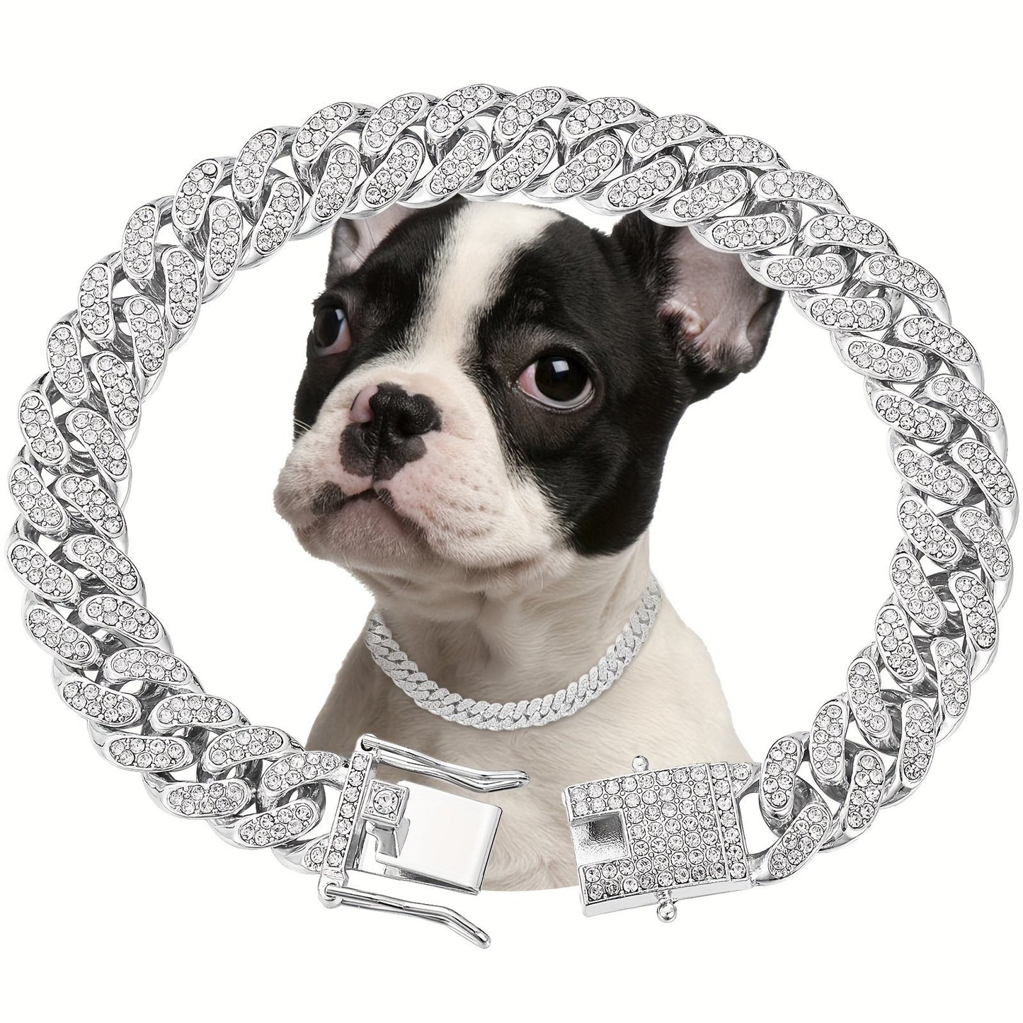Shiny Diamond Metal Pet Collar - Safe & Stylish for Dogs & Cats