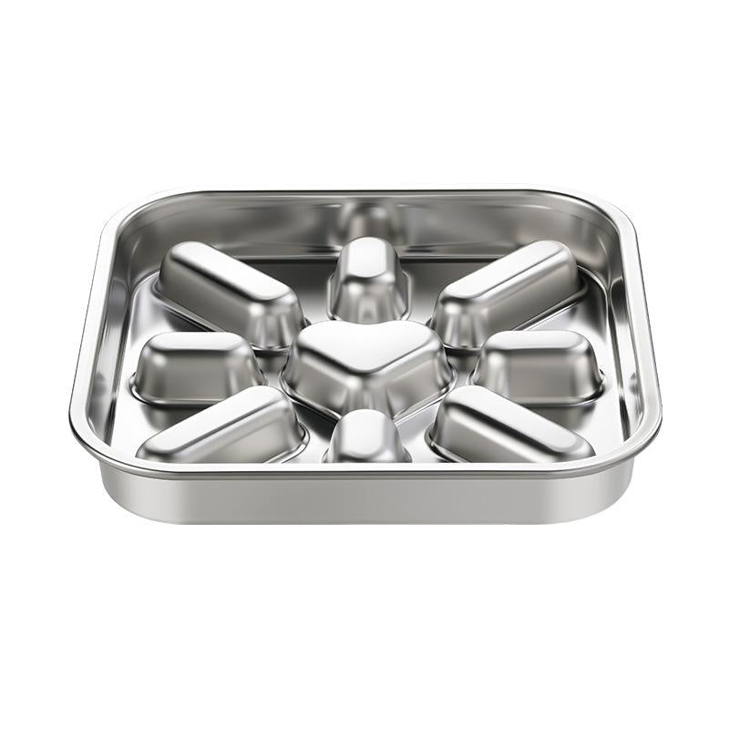 Neck Support Dog Food Bowl - Tip-Proof Stainless Steel Square Pet Feeder