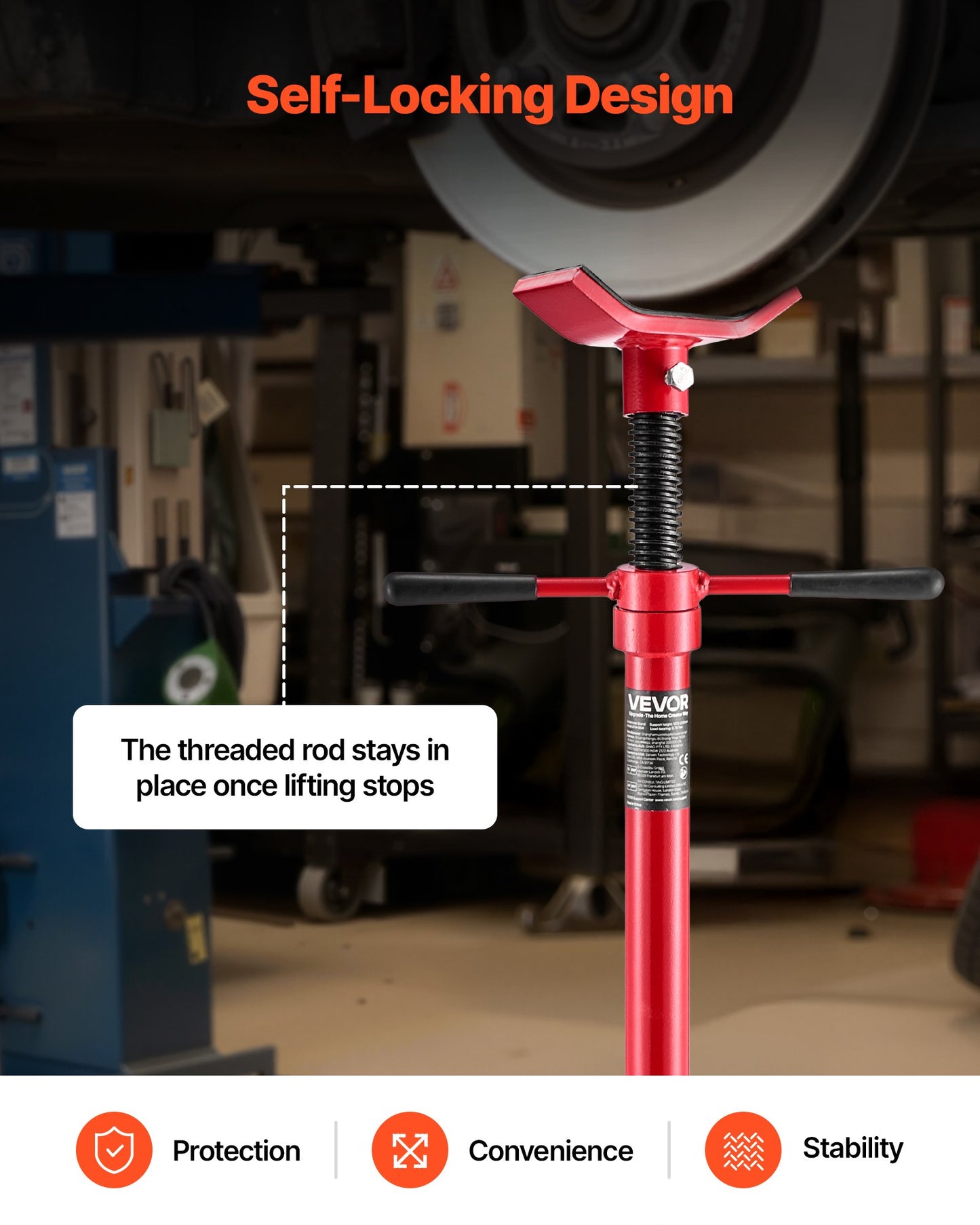 Adjustable Vehicle Support Stand 1/2 Ton Capacity for Car Lifting, Black